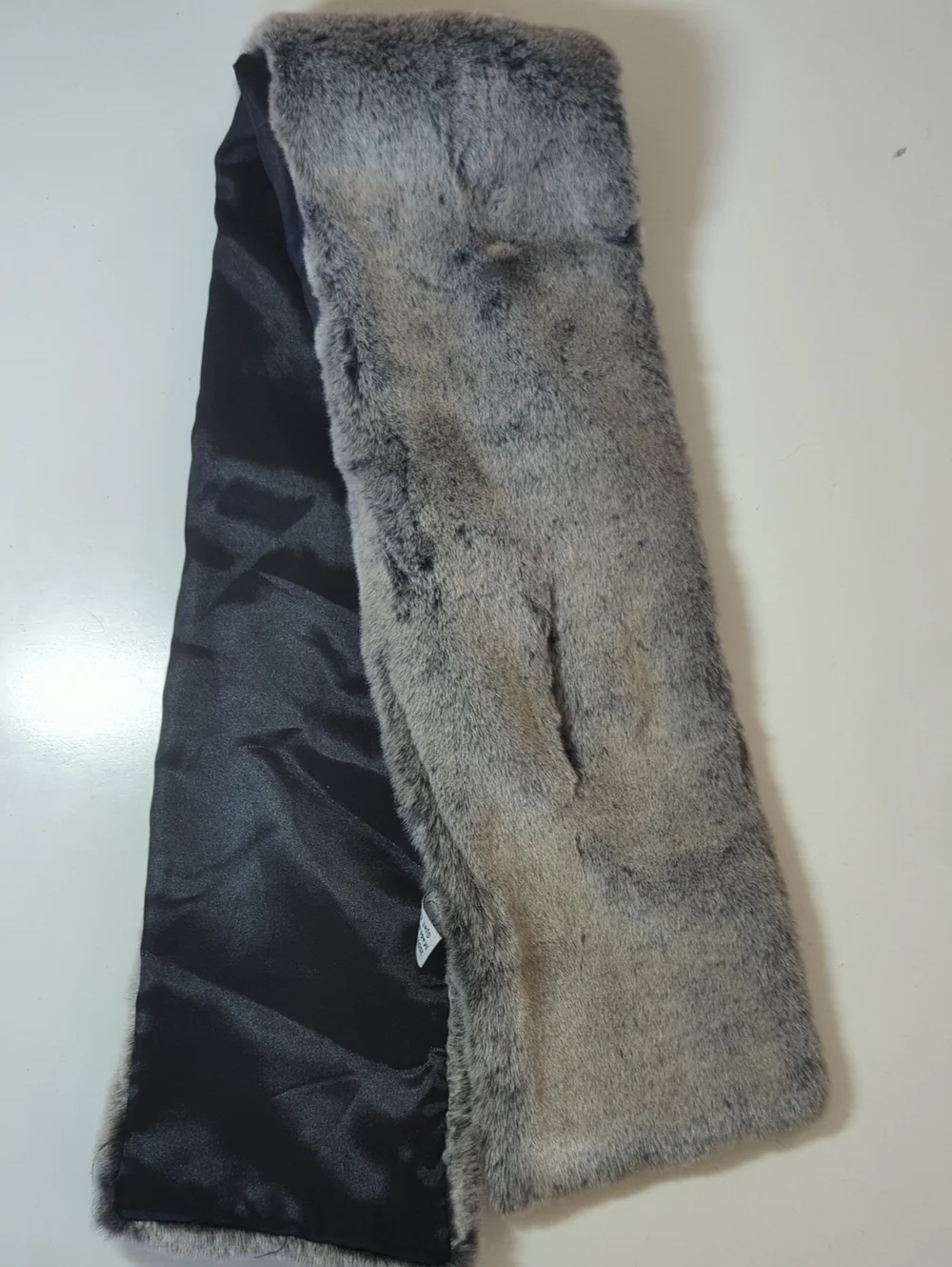 LOFT Gray Faux Fur Trim Scarf